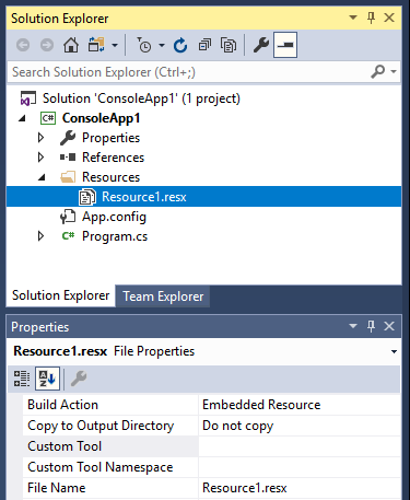Resources1.resx properties