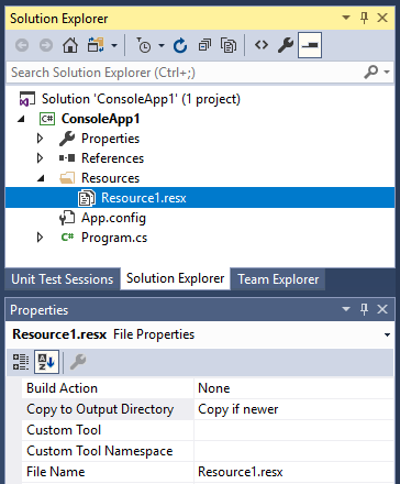 Resources1.resx properties