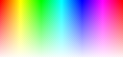 Color hues quantized to ARGB1555 color space with white background and dithered by dotted halftone dithering.