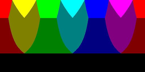 Color hues with system default 4 BPP palette and black background