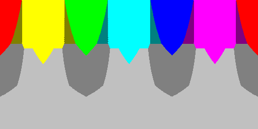 Color hues with system default 4 BPP palette and silver background