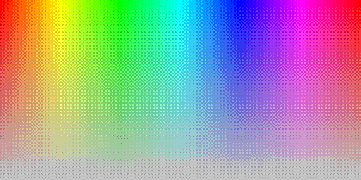Color hues with system default 8 BPP palette, using silver background and Bayer 8x8 ordered dithering