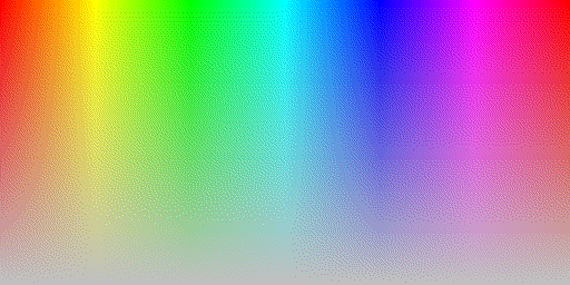 Color hues with system default 8 BPP palette, using silver background and Fan dithering