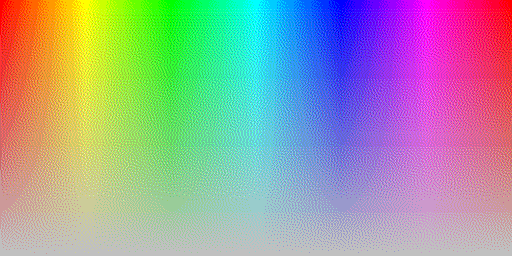 Color hues with system default 8 BPP palette, using silver background and Jarvis-Judice-Ninke dithering