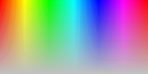 Color hues with system default 8 BPP palette, using silver background and Sierra 2 dithering