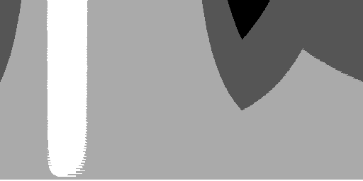 Color hues with 2 BPP grayscale palette and silver background using direct color mapping