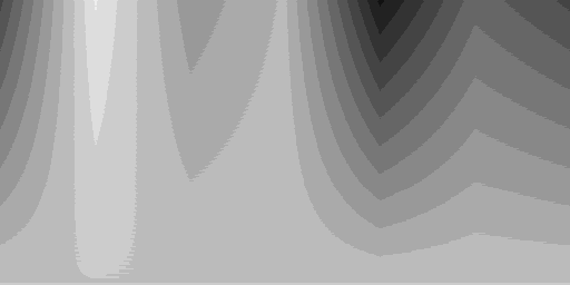 Color hues with 4 BPP grayscale palette and silver background using direct color mapping