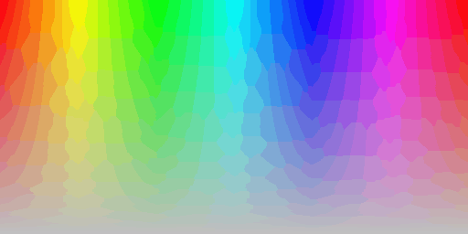 Color hues quantized by Median Cut algorithm using 256 colors, silver background, zero alpha threshold
