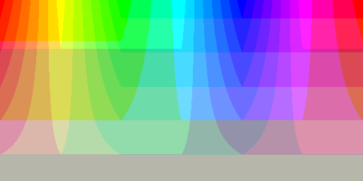 Color hues with RGB332 palette and silver background using nearest color lookup