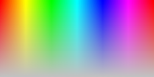 Color hues with RGB555 pixel format, silver background and Bayer 8x8 ordered dithering