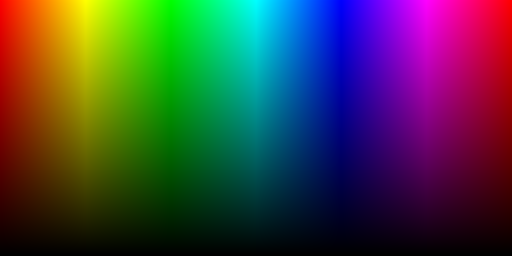 Color hues blended with black background in the sRGB color space