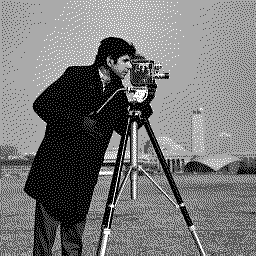 Test image "Cameraman" with 2 BPP grayscale palette using Floyd-Steinberg dithering