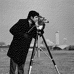 Test image "Cameraman" with black and white palette using Floyd-Steinberg dithering