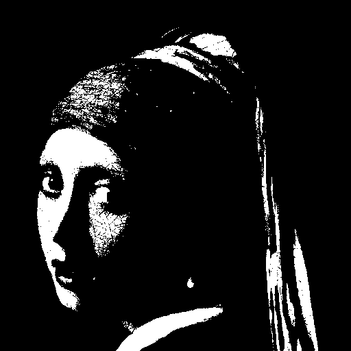 Test image "Girl with a Pearl Earring" with back and white palette, quantized in the linear color space