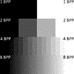 Grayscale color shades with black and white palette using Atkinson dithering