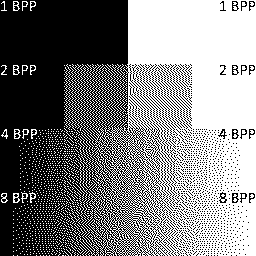 Grayscale color shades with black and white palette using Burkes dithering