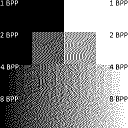 Grayscale color shades with black and white palette using Sierra 3 dithering