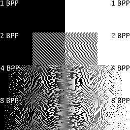 Grayscale color shades with black and white palette using Sierra Lite dithering