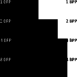 Grayscale color shades with black and white palette, white threshold = 224