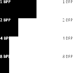 Grayscale color shades with black and white palette, white threshold = 32