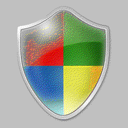 Shield icon with system default 4 BPP palette using silver background and Floyd-Steinberg dithering