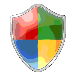 8 BPP shield icon with system default palette, black background and alpha threshold = 128