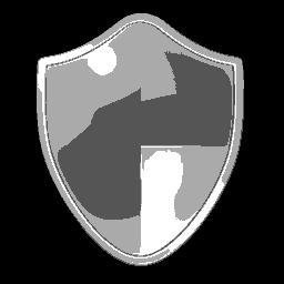Shield icon with 2 BPP grayscale palette and black background using nearest color lookup