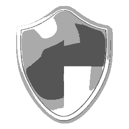 Shield icon with 2 BPP grayscale palette and silver background using direct color mapping