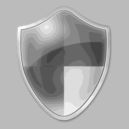 Shield icon with 4 BPP grayscale palette and silver background using nearest color lookup