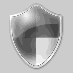 Shield icon with 4 BPP grayscale palette and silver background using direct color mapping