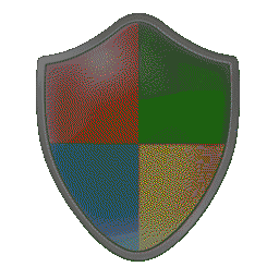 Shield icon transformed to be darker with Floyd-Steinberg dithering while still using a palette optimized for the original image