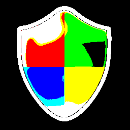 Shield icon with RGB111 palette and black background