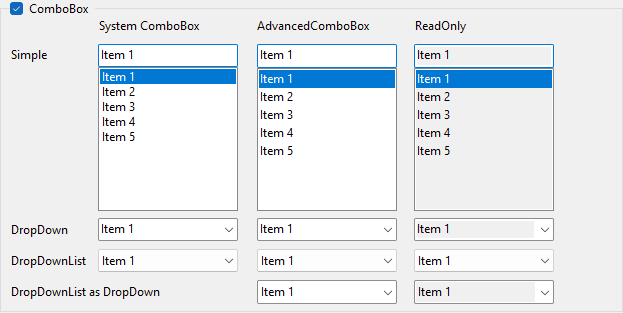 AdvancedComboBox in the KGySoft.WinForms.Example application