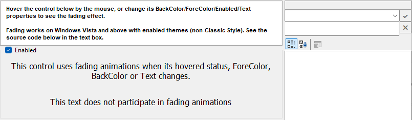 A custom control using the FadingPainter class in the KGySoft.WinForms.Example application